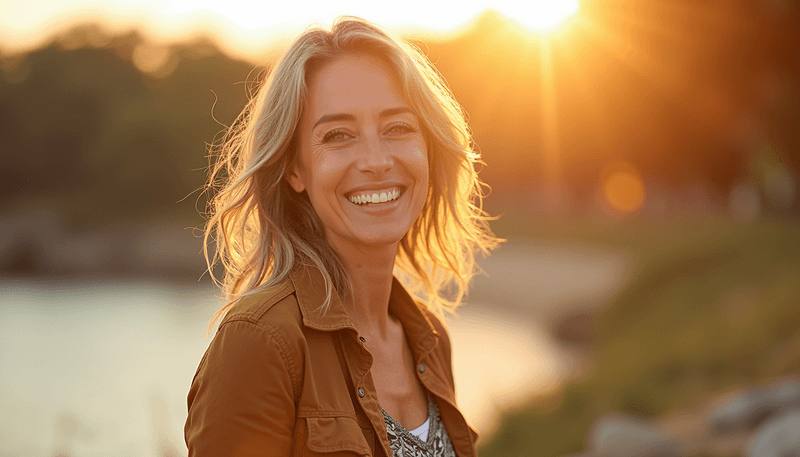 Woman smiling confidently outdoors