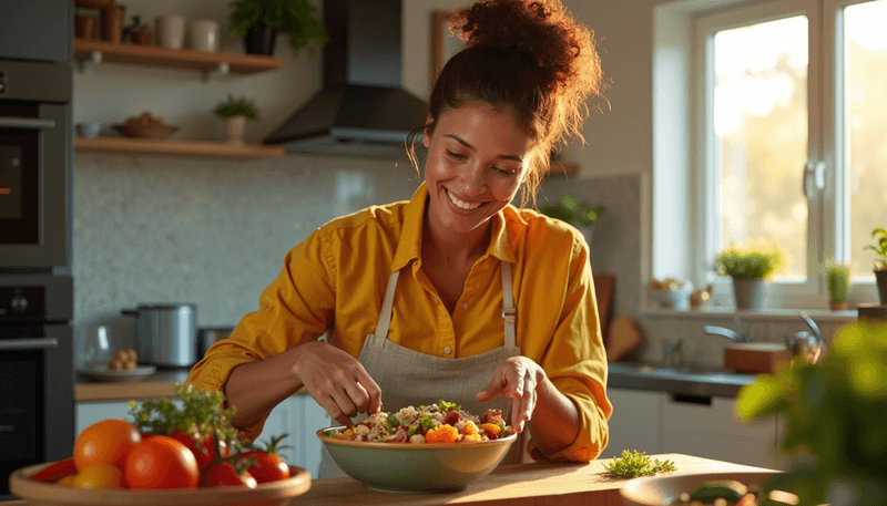 Woman preparing healthy fiber-rich meal