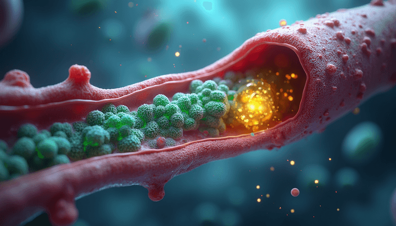 Microscopic visualization showing how plant sterols block cholesterol absorption