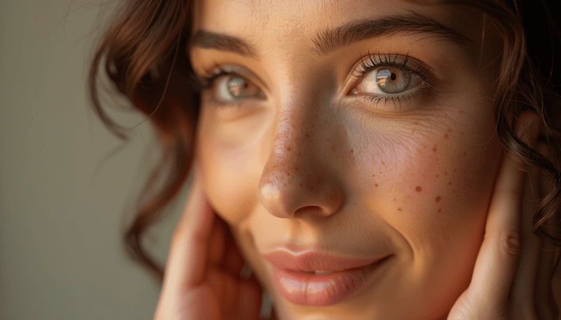 Close up of healthy glowing skin texture