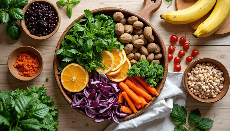 Colorful array of vitamin rich foods