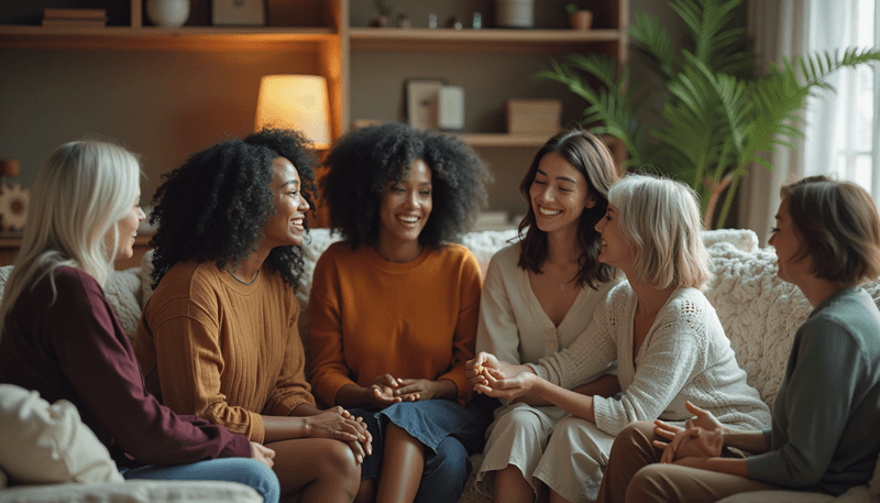 Group of women sharing stories and supporting each other