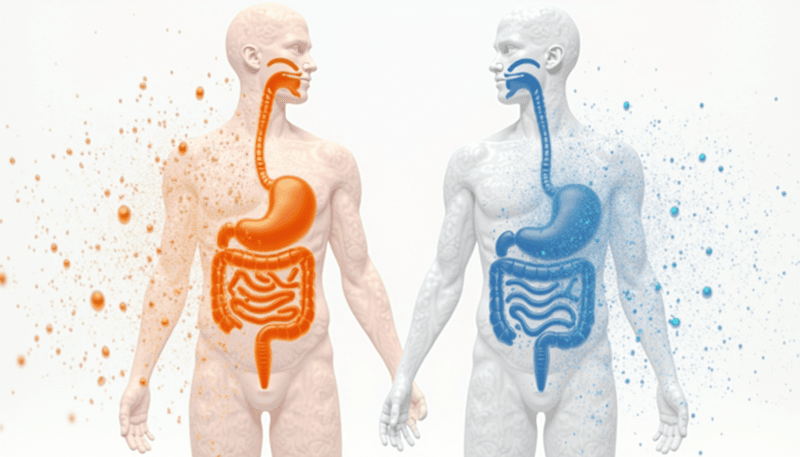 Illustration showing how different types of fiber work in digestive system