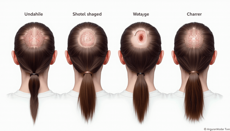 Different patterns of female hair loss illustrated