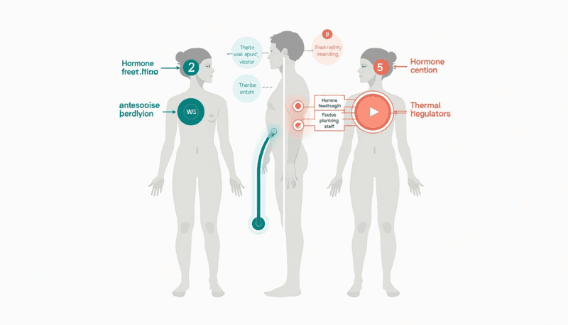 Diagram showing how body temperature regulation changes during perimenopause