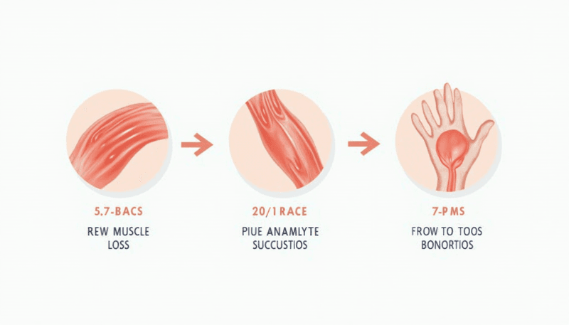 Diagram showing gradual muscle loss process with age