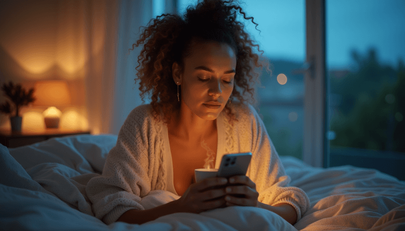 Woman practicing evening relaxation routine