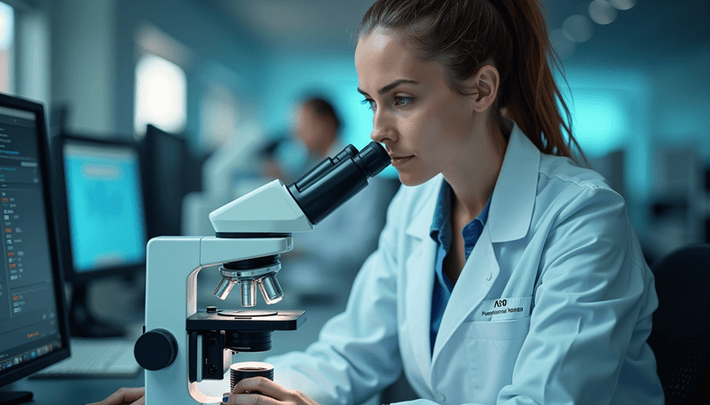 Scientific researcher examining hair samples