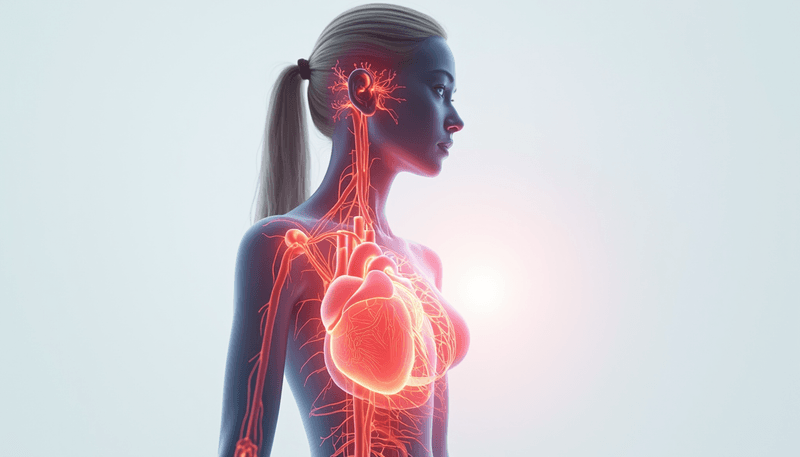 Diagram showing connection between hot flashes and heart health