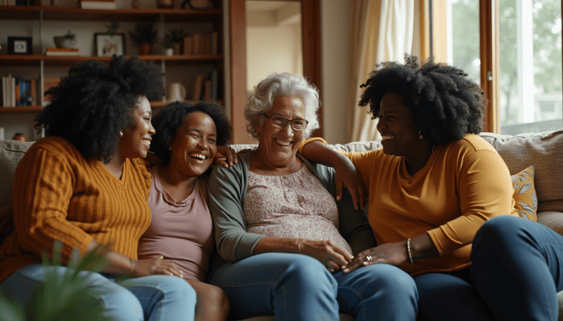 Diverse group of women supporting each other, showing social connection