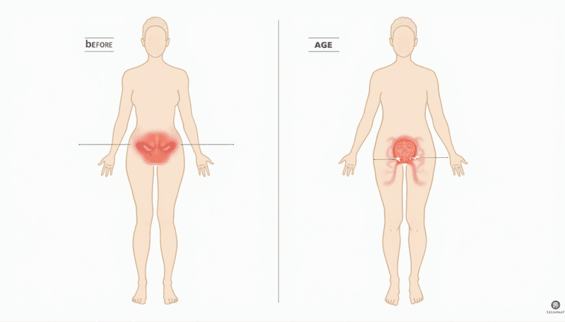 Body showing fat distribution changes during menopause