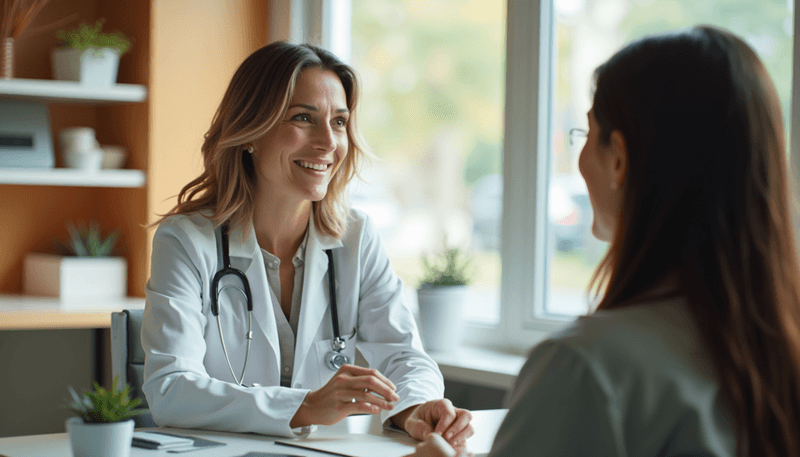 Woman discussing treatment options with doctor