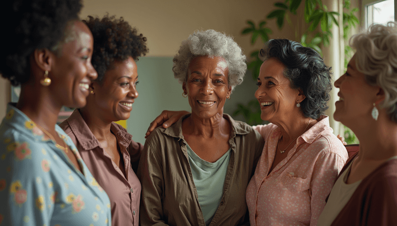 Diverse group of women supporting each other