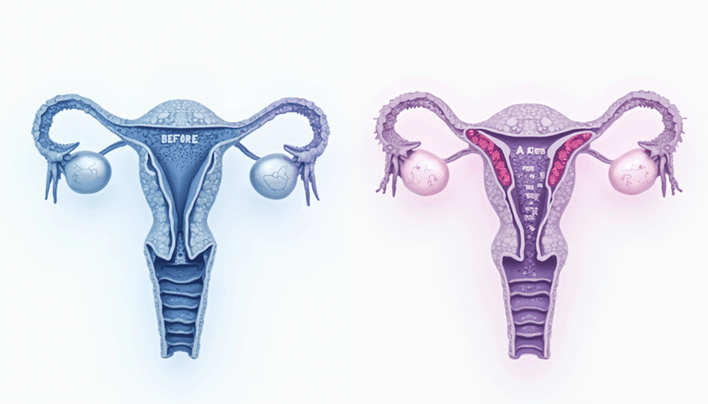 Illustration of ovarian health markers and improvements