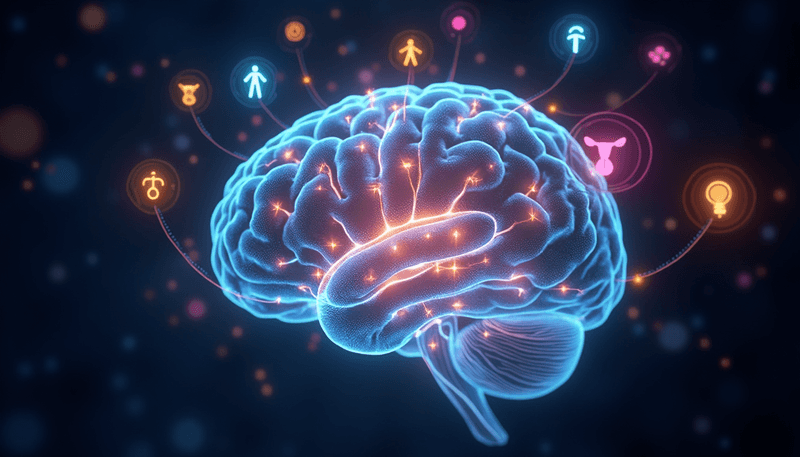 Brain with electrical signals representing neurofeedback