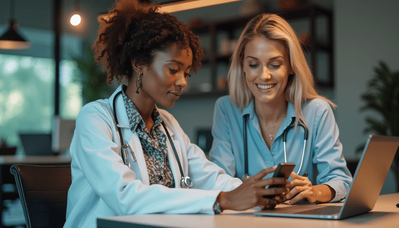 Doctor discussing health app with patient