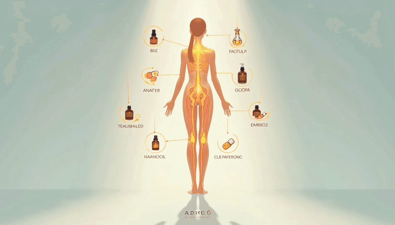 Scientific diagram showing oil effects on body