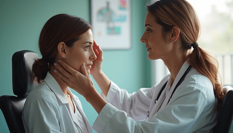 Woman consulting with healthcare provider about hair loss