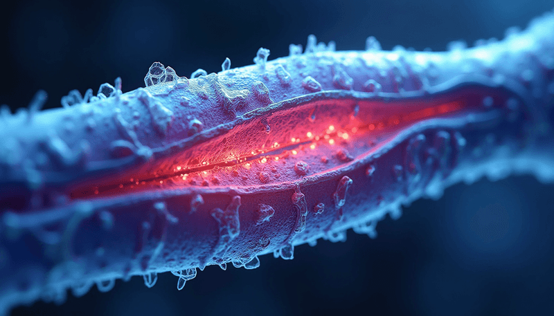 Microscopic view of muscle tissue healing