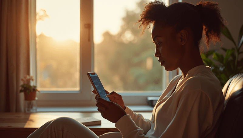 Woman making notes in a health tracking app