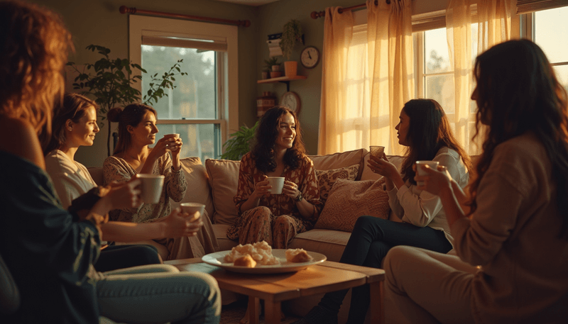 Women gathering in a support group discussing menopause experiences