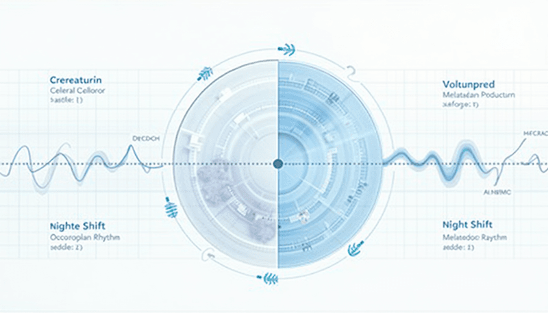 Diagram showing how melatonin production changes during night shifts