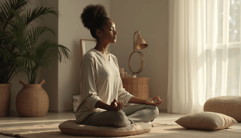 Woman practicing mindfulness and relaxation