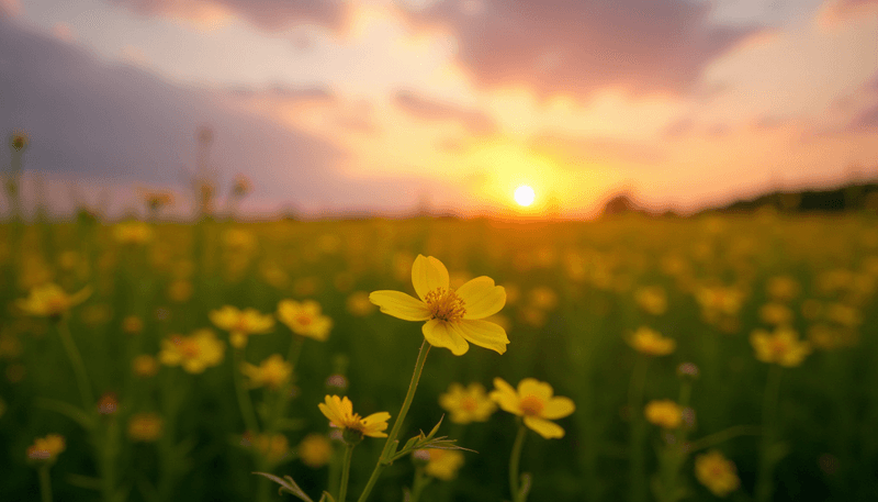 Evening primrose flowers blooming at dusk