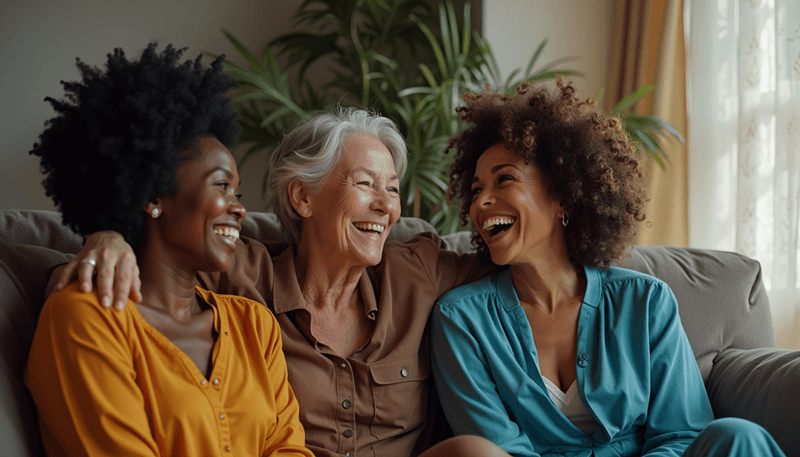 Women of different ages sharing experiences and supporting each other