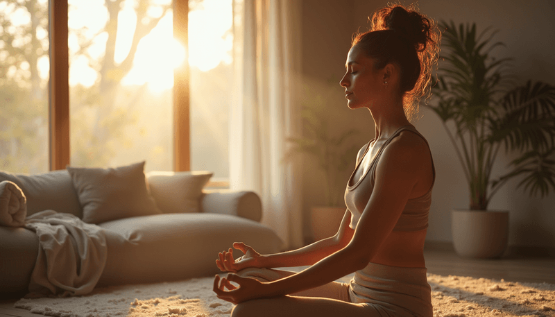 Woman meditating in peaceful setting