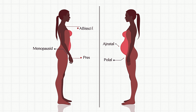 Diagram showing fat distribution changes during menopause