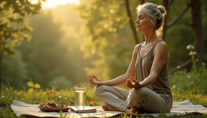 Woman meditating in a peaceful setting