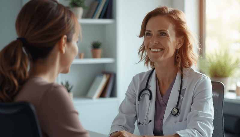 Woman consulting with healthcare provider about hair loss