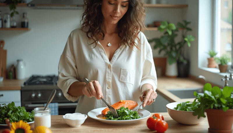 Woman preparing calcium rich meal