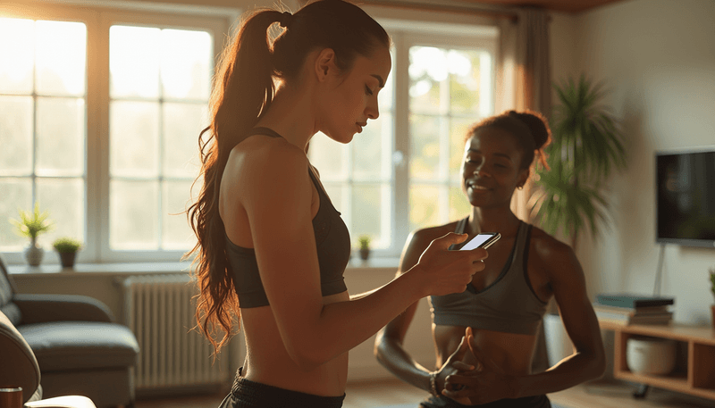 Woman exercising and monitoring her blood pressure