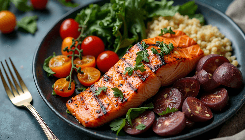 A plate filled with colorful anti-inflammatory foods