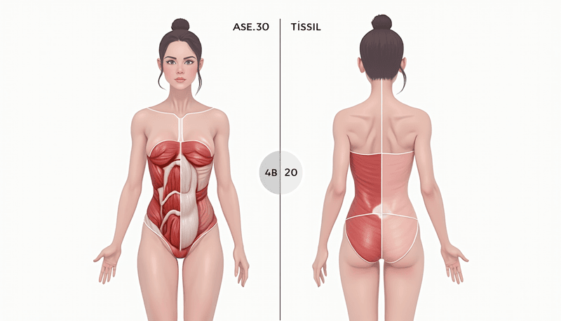 Muscle mass versus fat distribution diagram