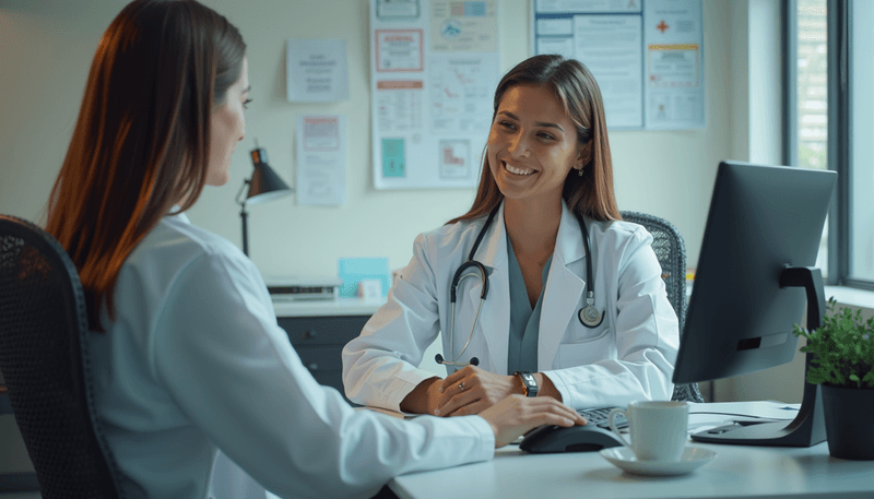 Doctor consulting with patient in medical office