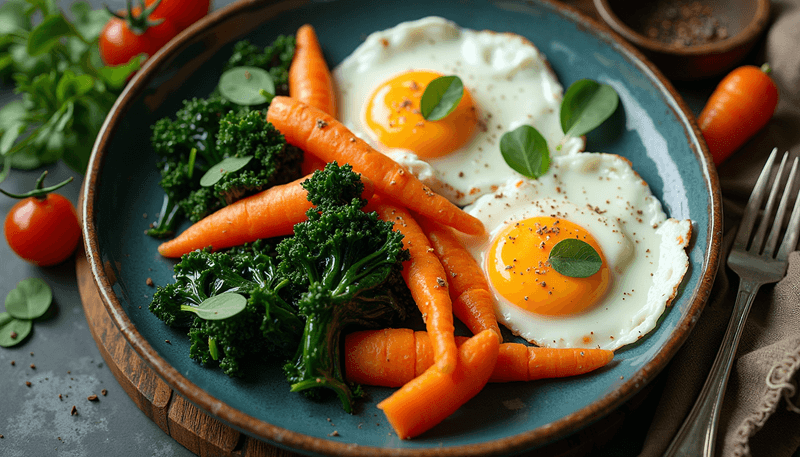 Colorful plate of vitamin A rich foods