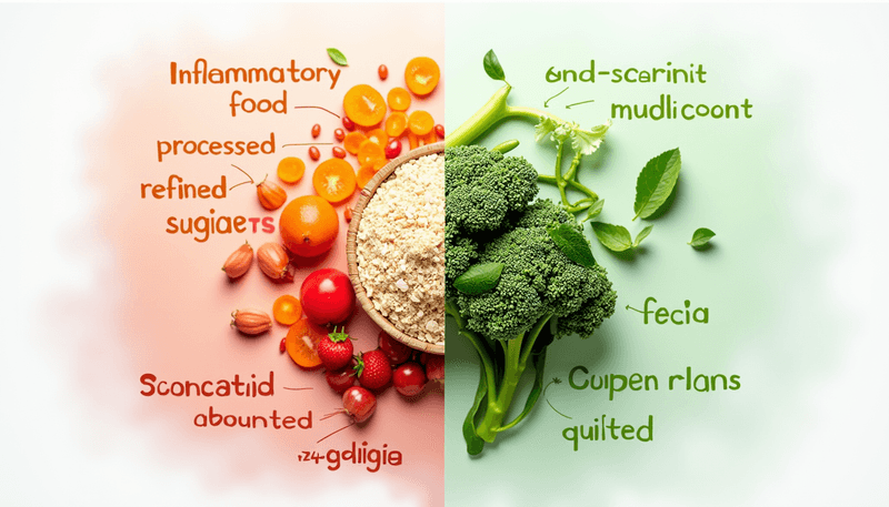 A comparison chart of inflammatory and anti-inflammatory foods