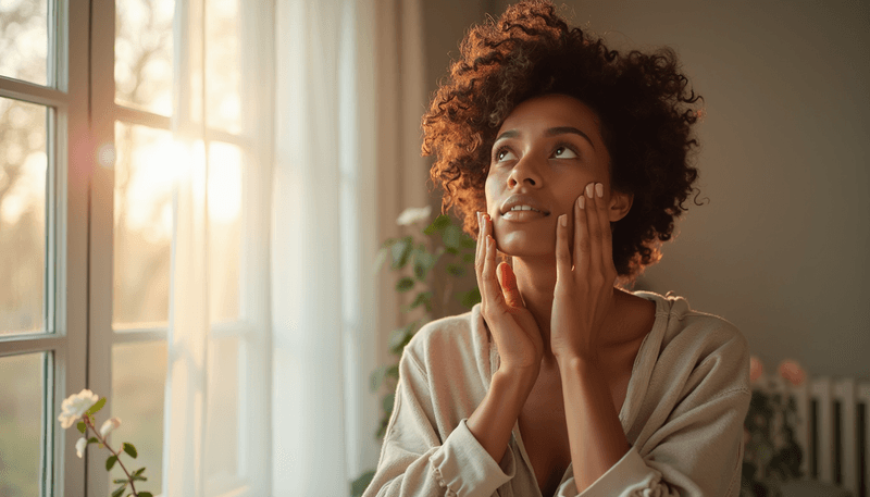 Woman practicing self-care with natural remedies