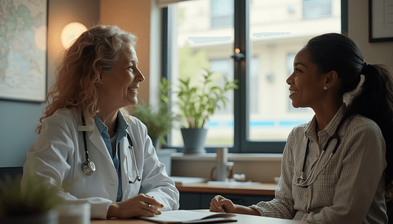 Woman discussing treatment options with doctor