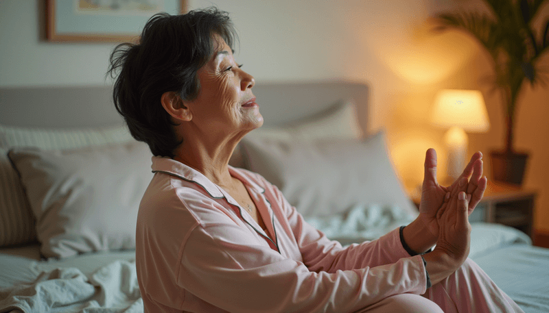 Woman practicing gentle bedtime yoga poses