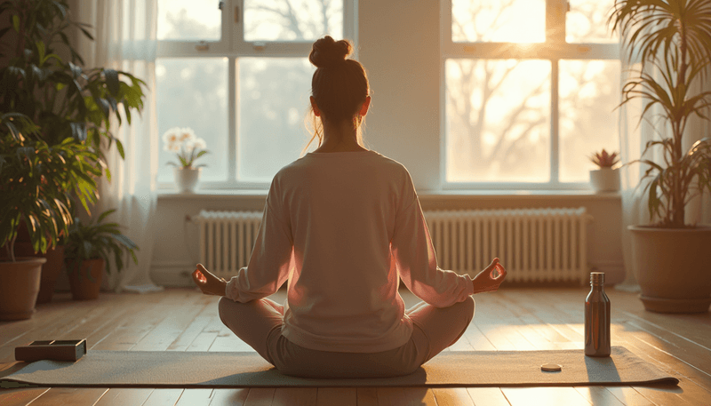 Woman practicing self-care activities