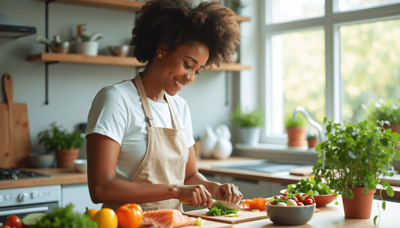 Woman preparing anti inflammatory meal