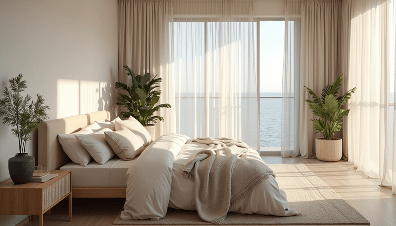 Peaceful bedroom setting with calming elements